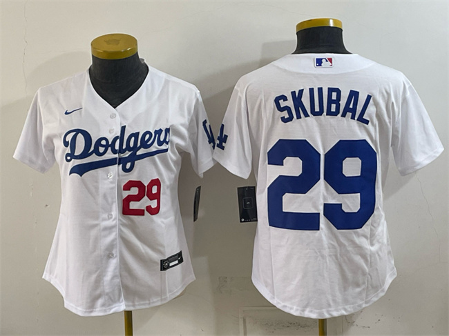 Women's Los Angeles Dodgers #29 Tarik Skubal White Cool Base Stitched Baseball Jersey(Run Small)